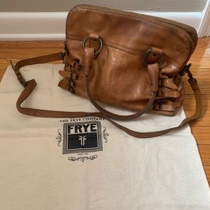 FRYE Selena Belted Zip Satchel In Whiskey With Removable Strap And Dust Bag